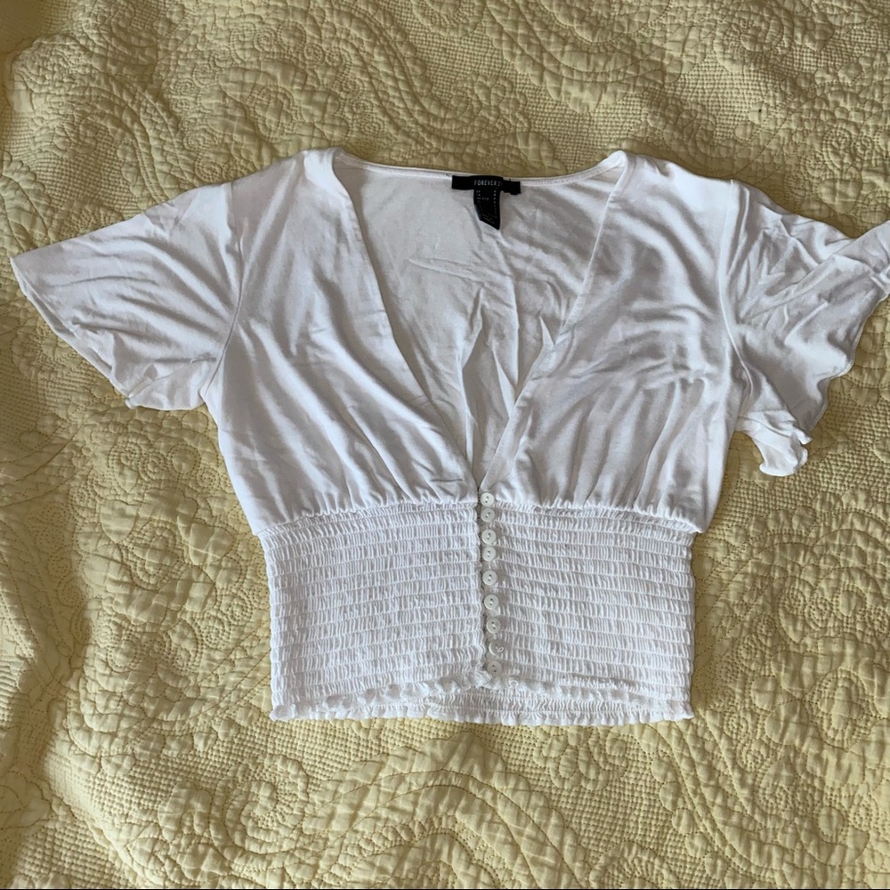 White flowy crop top